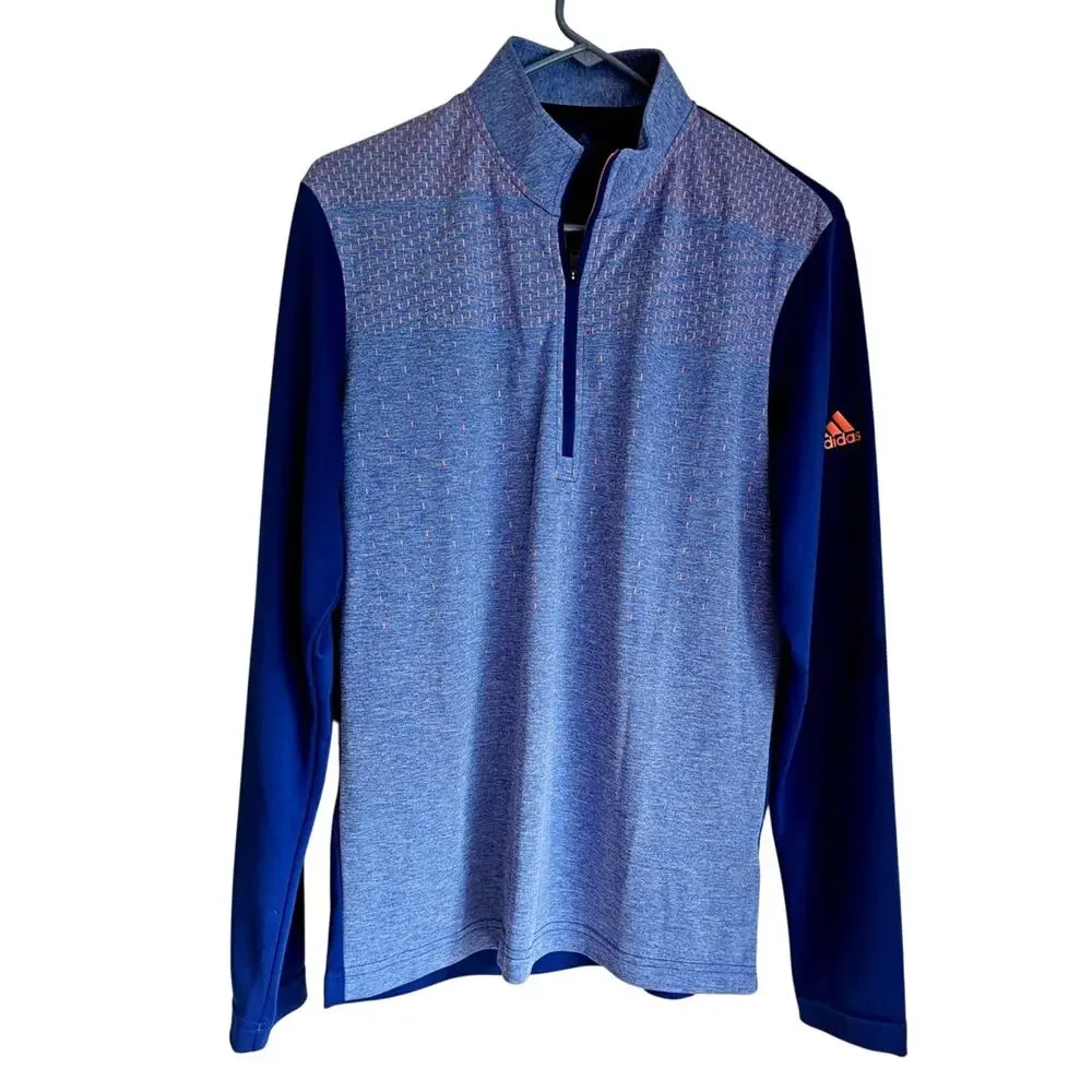 Adidas Golf Lightweight 1/4-Zip Pullover, Blue/Orange, Sportswear, Mens Sz S